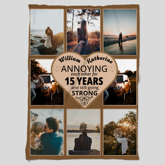 Custom Couples Anniversary Photo Plush Fleece Blanket – 60×80