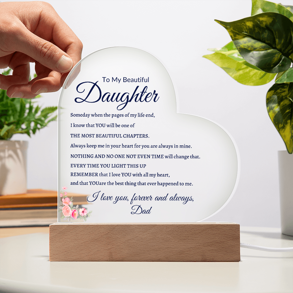 Daughter Acrylic Plaque From Dad| Night Light Daughter Gift