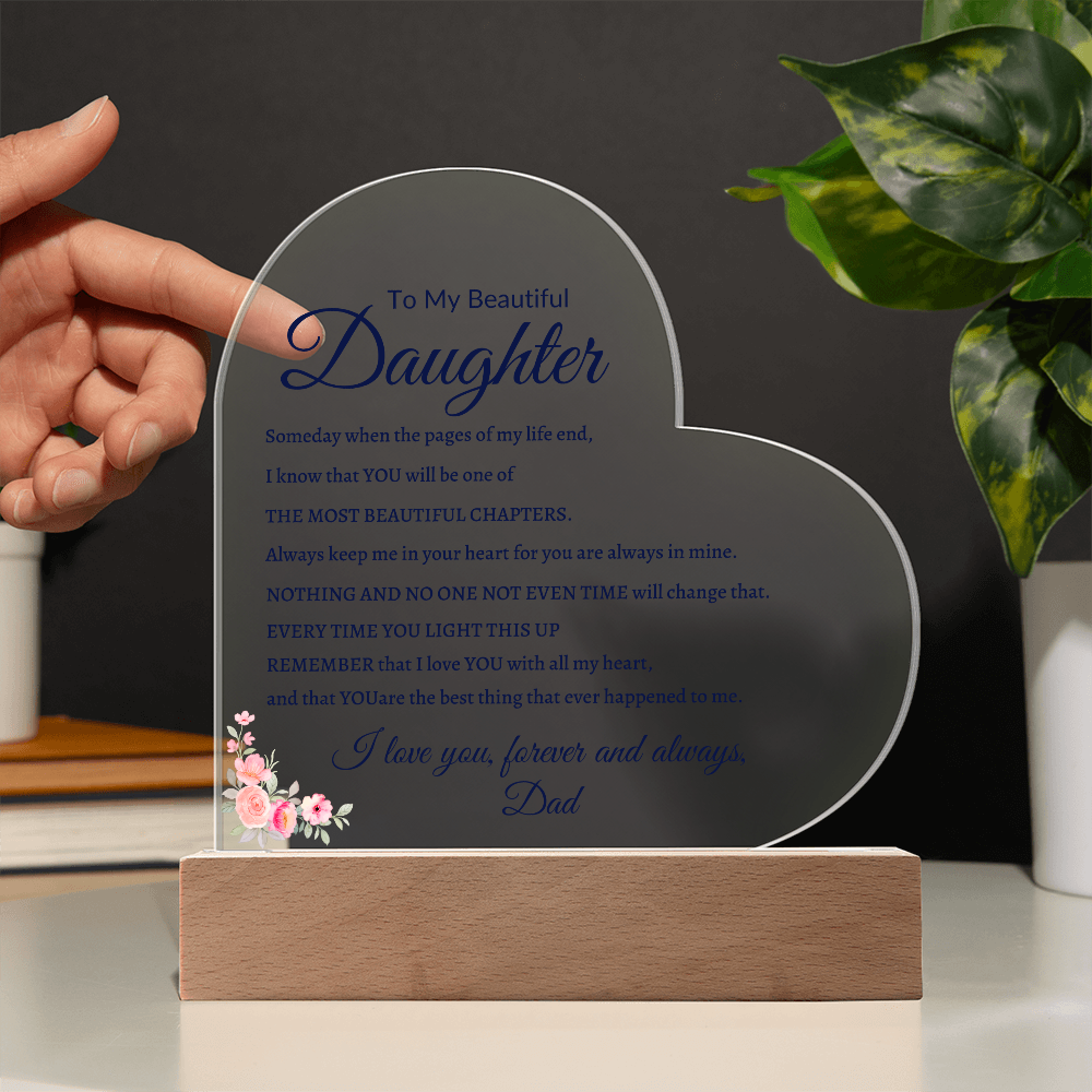 Daughter Acrylic Plaque From Dad| Night Light Daughter Gift