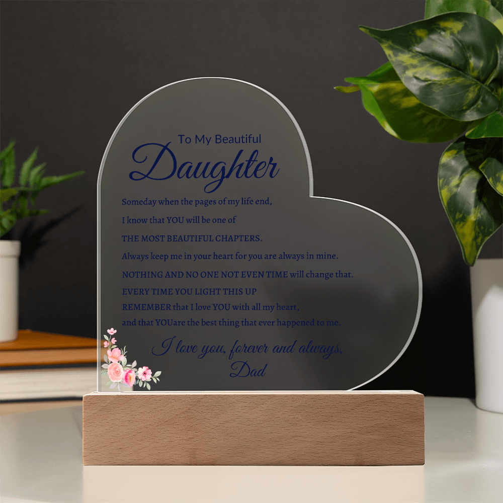 Daughter Acrylic Plaque From Dad| Night Light Daughter Gift