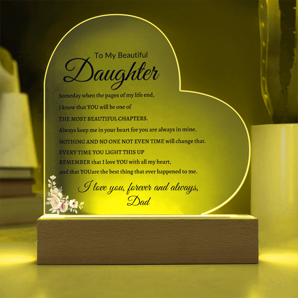 Daughter Acrylic Plaque From Dad| Night Light Daughter Gift