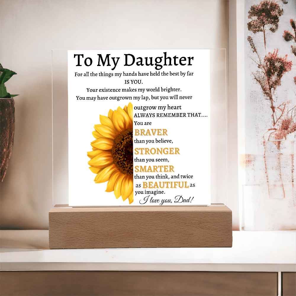 Personalized Sunflower Night Light for Daughter | Gift from Dad | Personalized Acrylic LED Gift