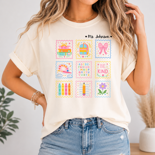 Personalized Teacher Shirt | Custom Name Back to School Tee | Cute Elementary Teacher T-Shirt with Optional Back Design