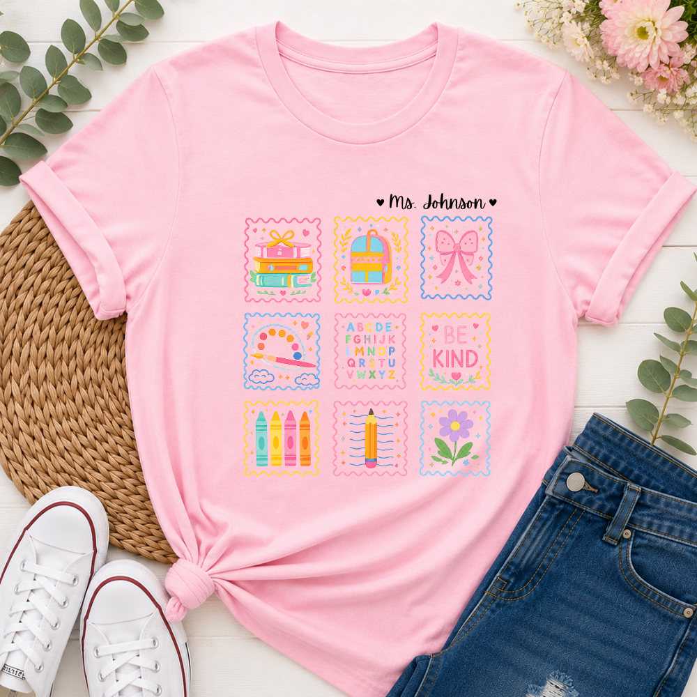 Personalized Teacher Shirt | Custom Name Back to School Tee | Cute Elementary Teacher T-Shirt with Optional Back Design