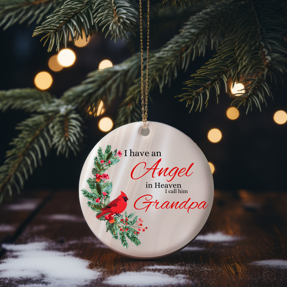 Personalized Memorial Christmas Ornament (Cardinal)