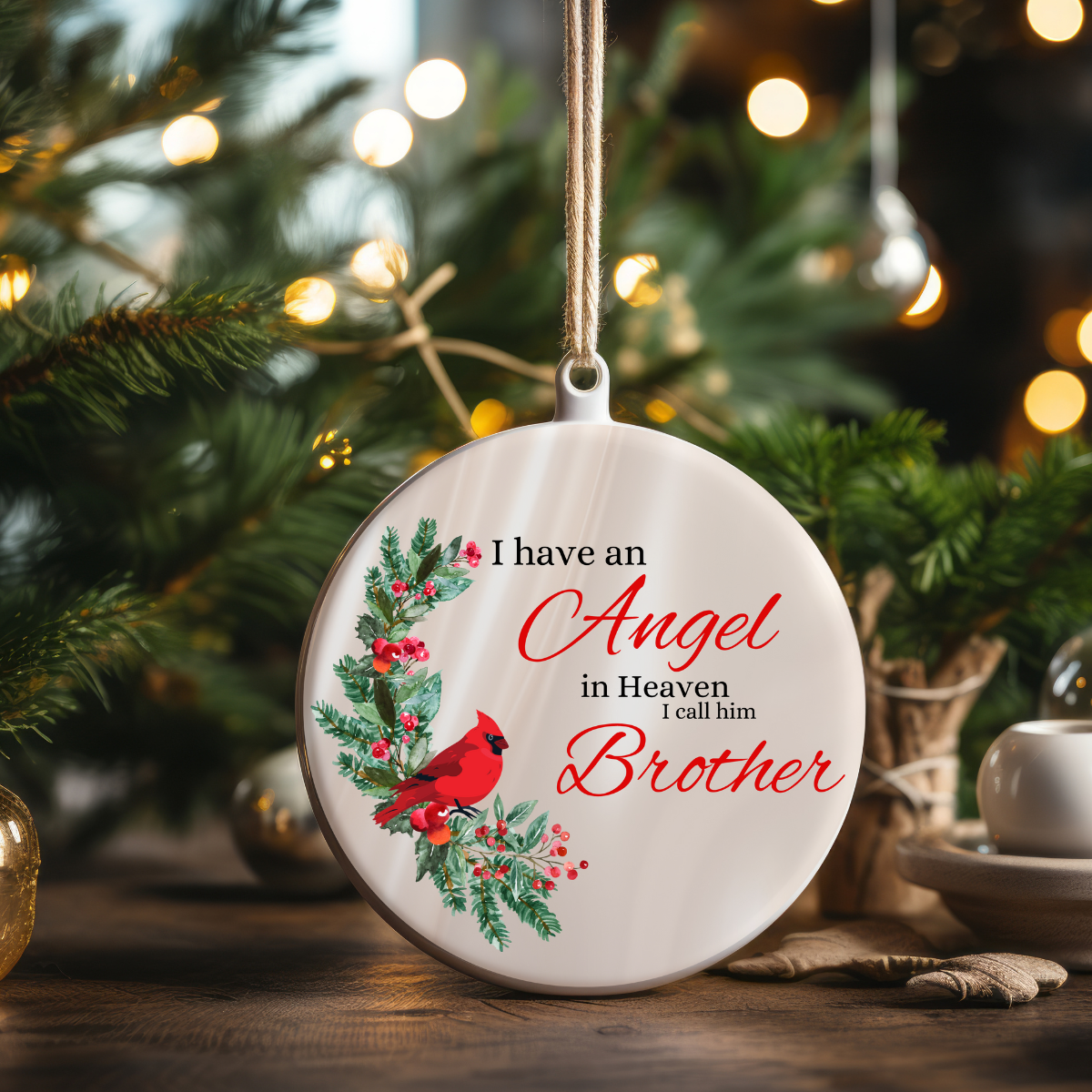 Personalized Memorial Christmas Ornament (Cardinal)