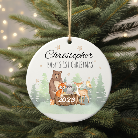 Personalized Baby's First Christmas Circle Ornament