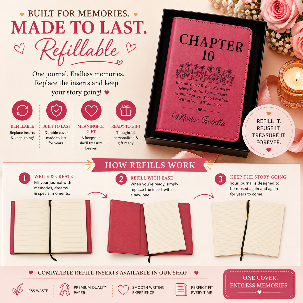 Personalized Birthday Journal – Chapter Birthday Gift | Custom Name & Any Age Keepsake Notebook for Women, Daughter, Sister, Friend, Mom