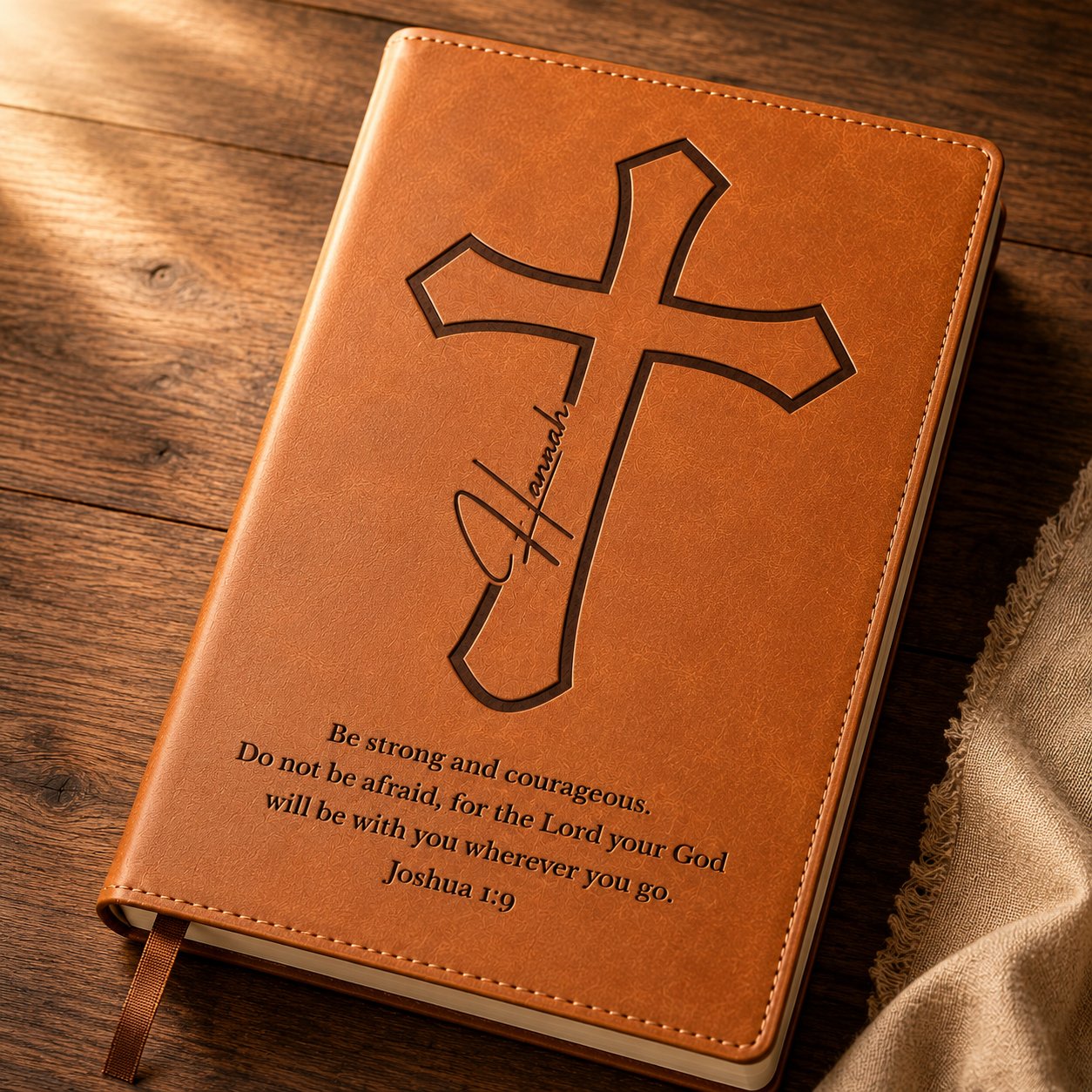 Personalized Christian Journal with Bible Verse | Custom Engraved Refillable Leather Prayer Journal