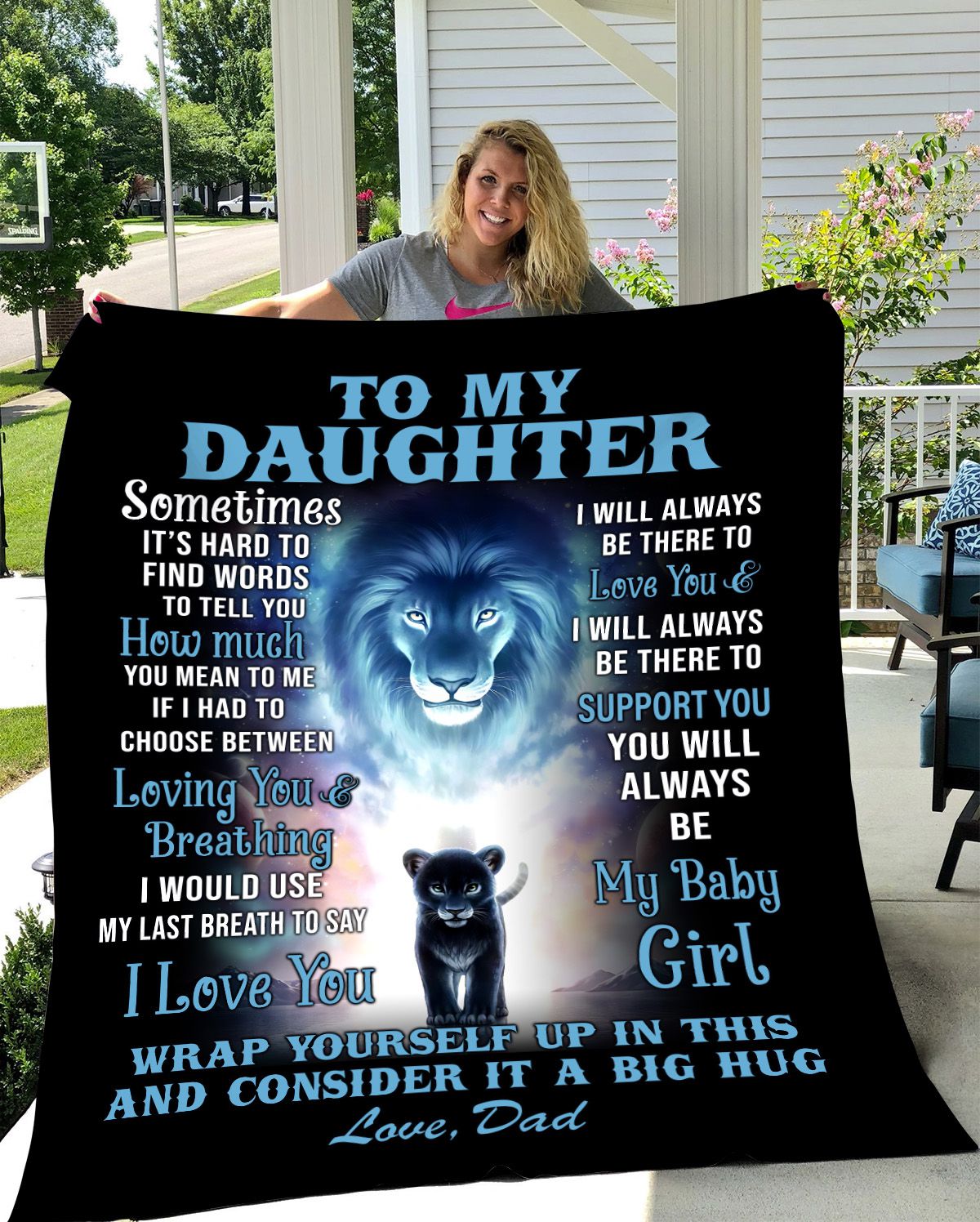 For My Daughter, Lion Fleece Blanket (From Dad)