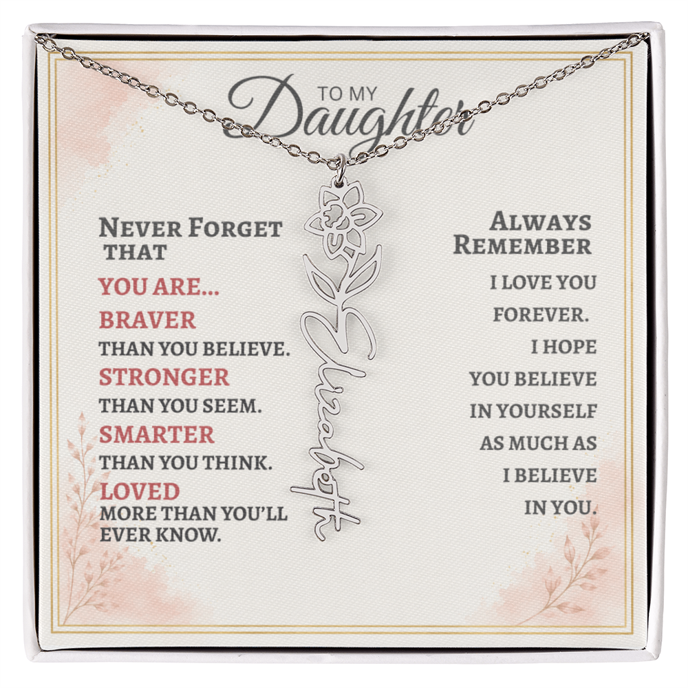 Daughter Flower Name Necklace