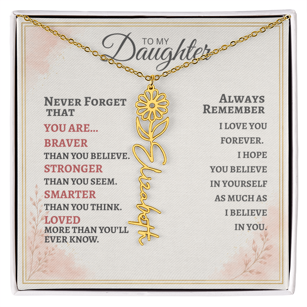 Daughter Flower Name Necklace