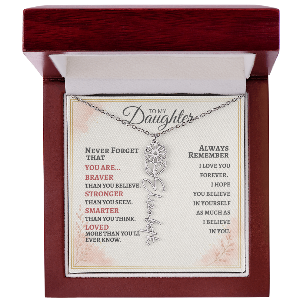 Daughter Flower Name Necklace