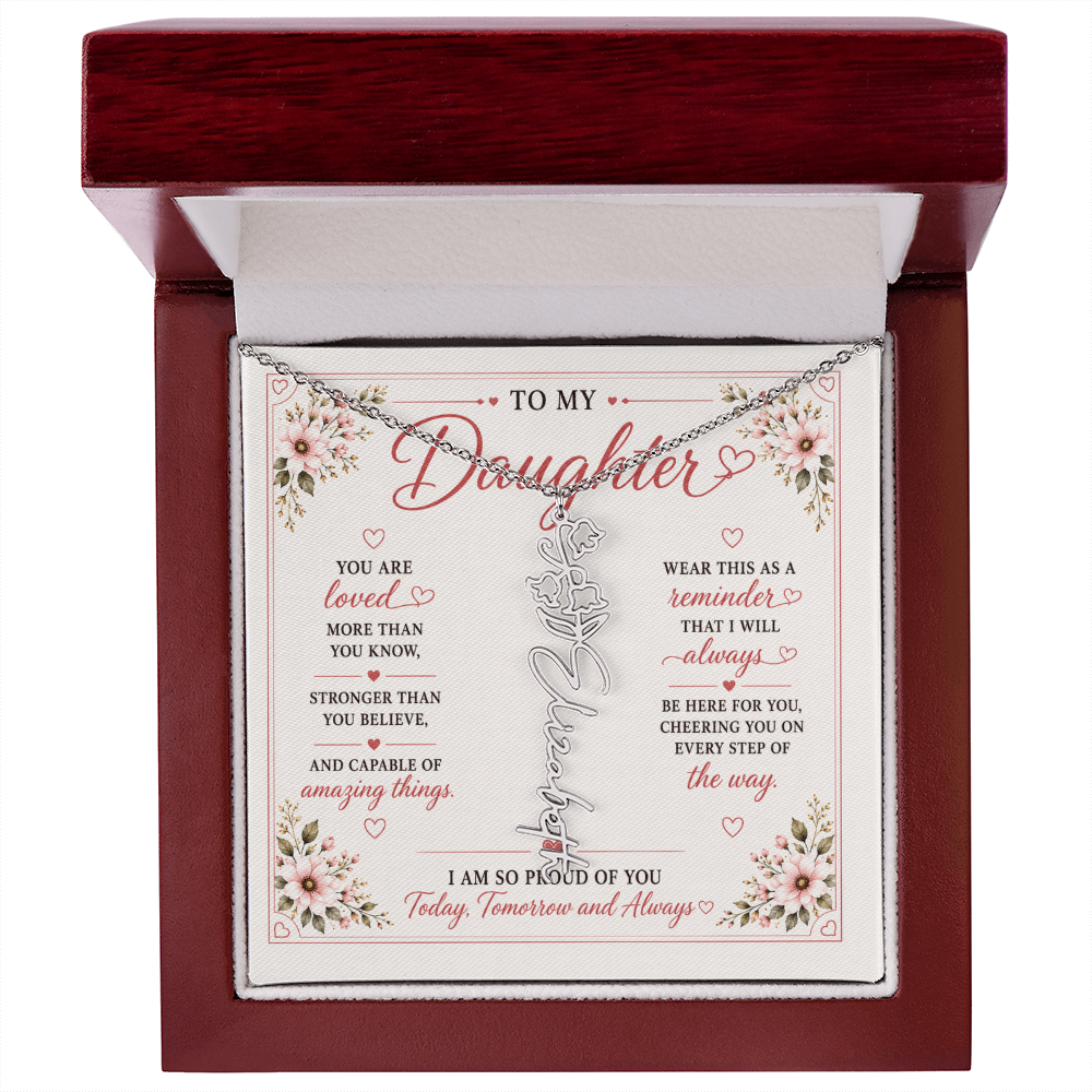 Personalized Birth Flower Necklace for Daughter, Custom Name Necklace, Birth Month Flower Gift for Daughter, Birthday Gift from Mom, Christmas Gift