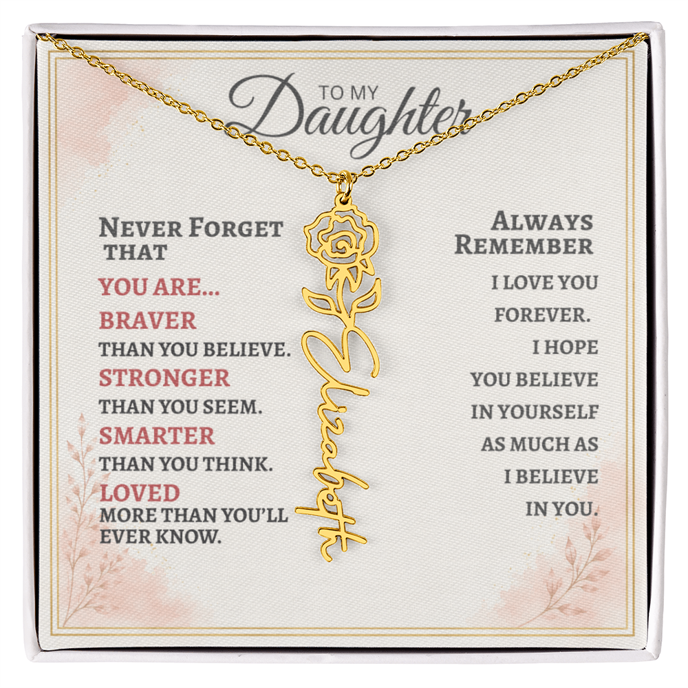 Daughter Flower Name Necklace