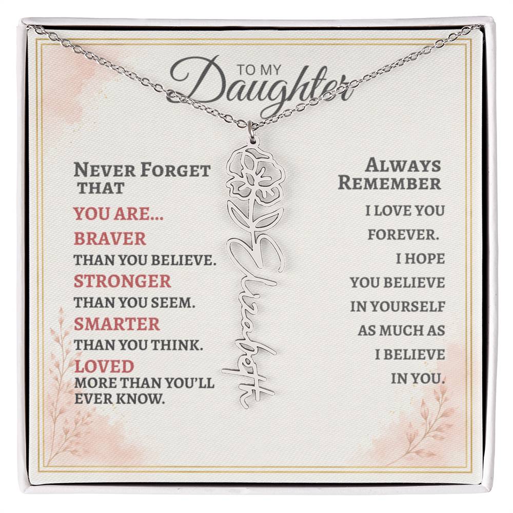 Daughter Flower Name Necklace