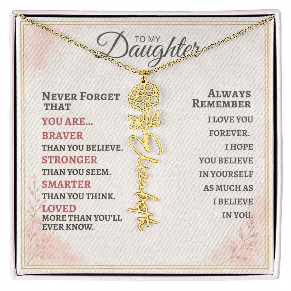 Daughter Flower Name Necklace