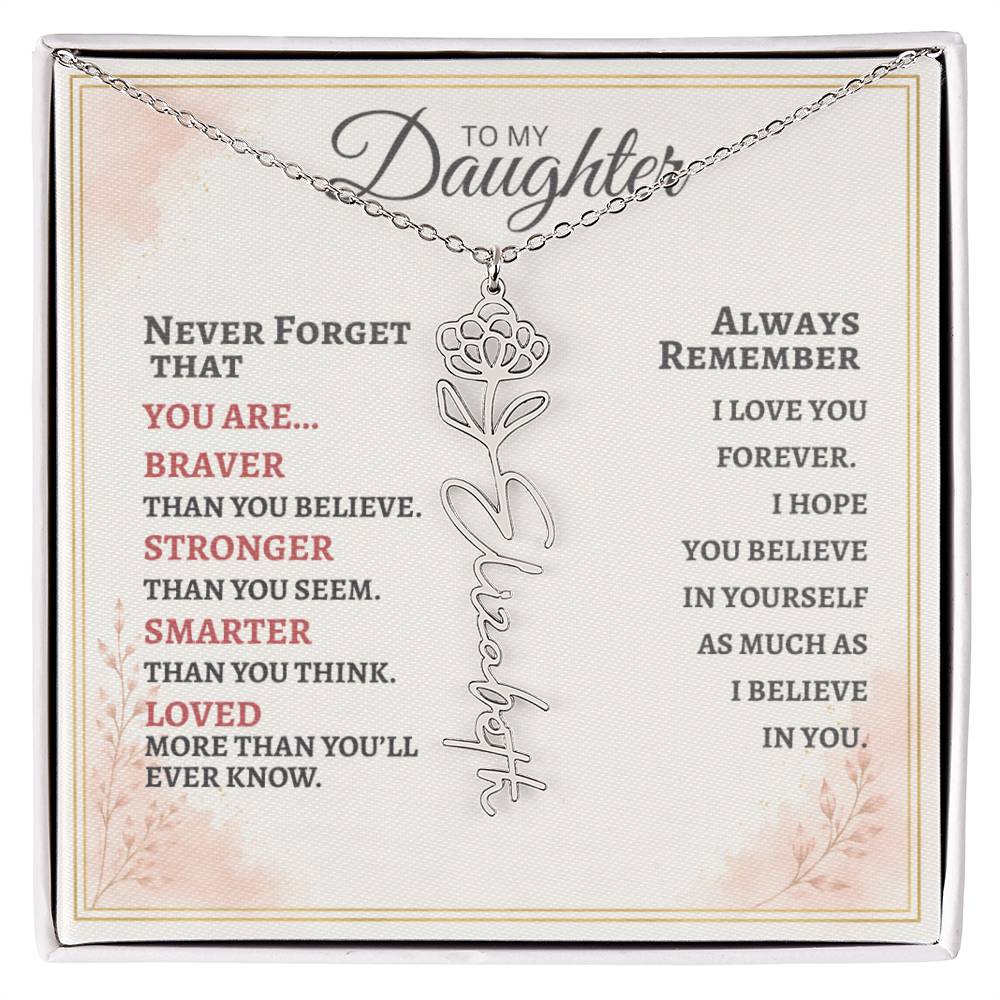 Daughter Flower Name Necklace