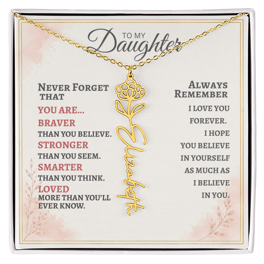 Daughter Flower Name Necklace