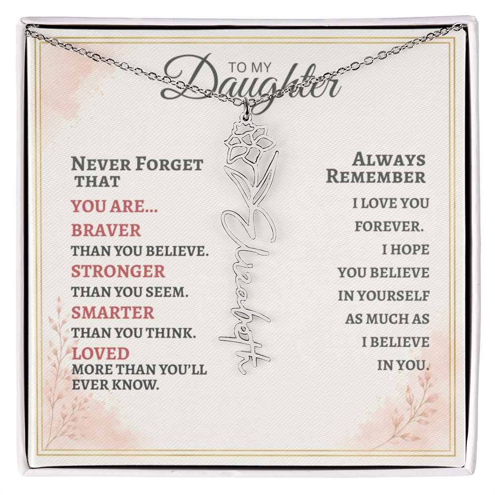 Daughter Flower Name Necklace