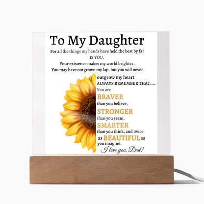 Personalized Sunflower Night Light for Daughter | Gift from Dad | Personalized Acrylic LED Gift