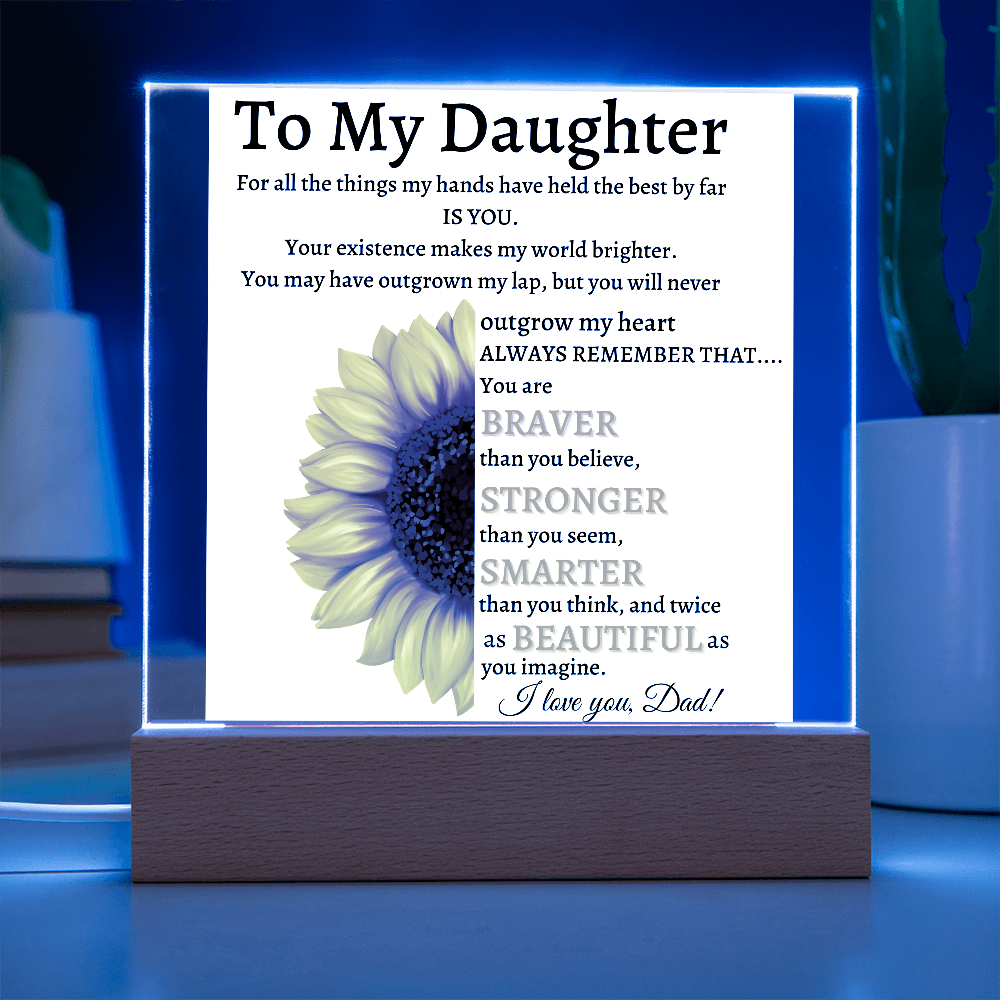 Personalized Sunflower Night Light for Daughter | Gift from Dad | Personalized Acrylic LED Gift