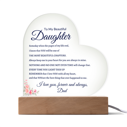 Daughter Acrylic Plaque From Dad| Night Light Daughter Gift