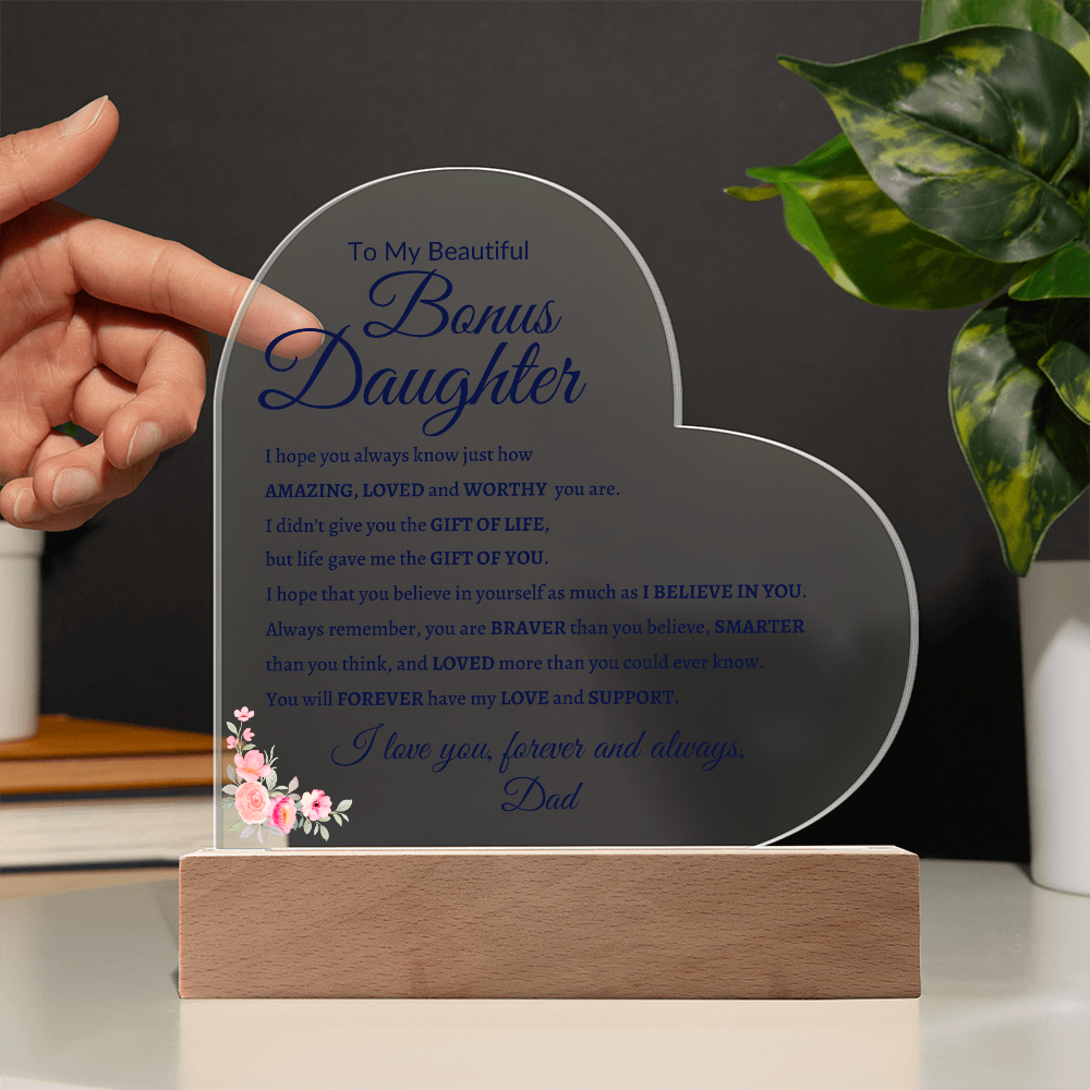 Bonus Daughter Acrylic Plaque| Daughter Gift From Dad