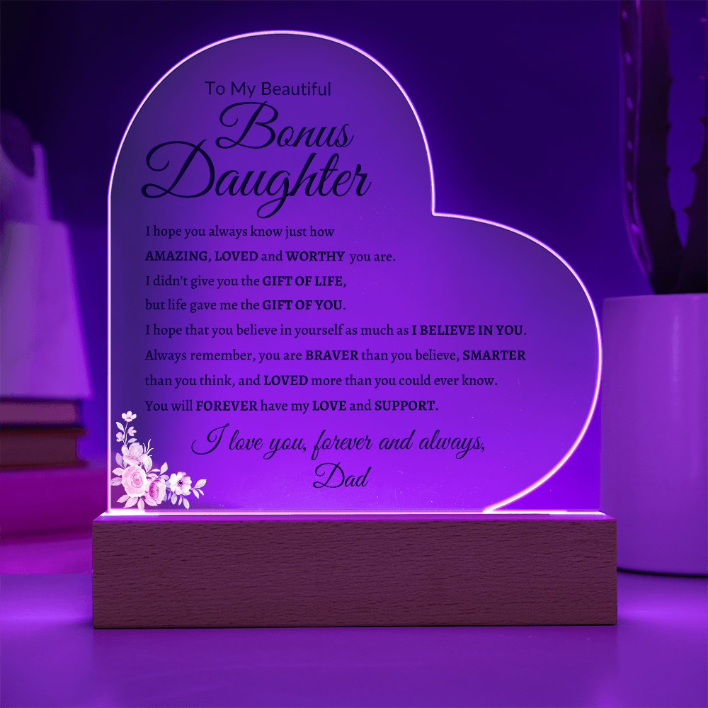 Bonus Daughter Acrylic Plaque| Daughter Gift From Dad