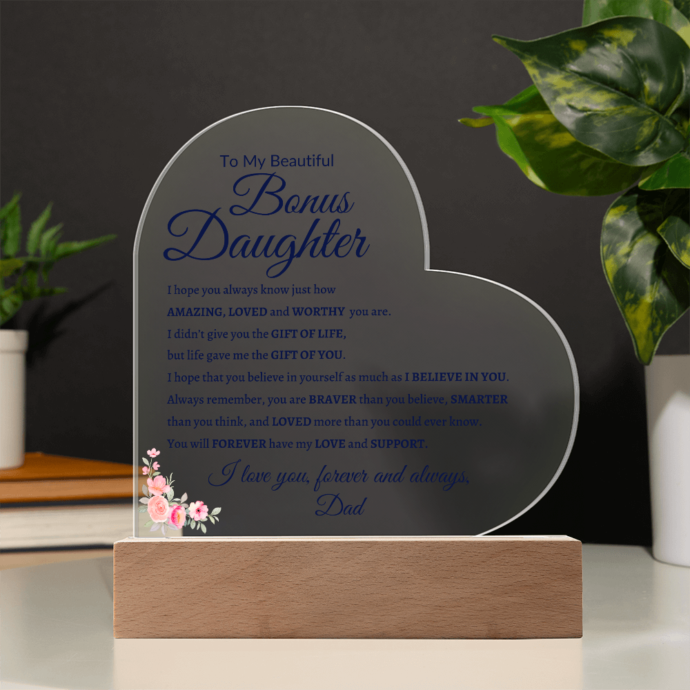 Bonus Daughter Acrylic Plaque| Daughter Gift From Dad