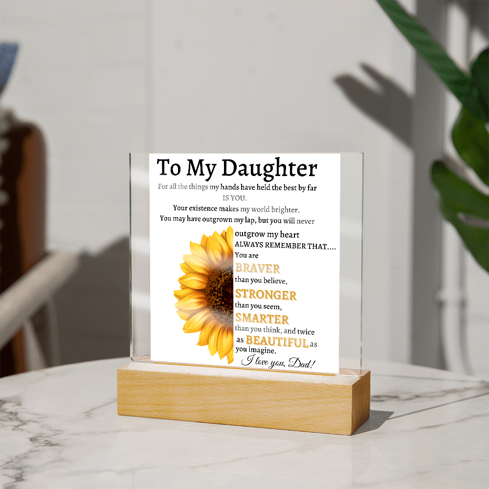Personalized Sunflower Night Light for Daughter | Gift from Dad | Personalized Acrylic LED Gift