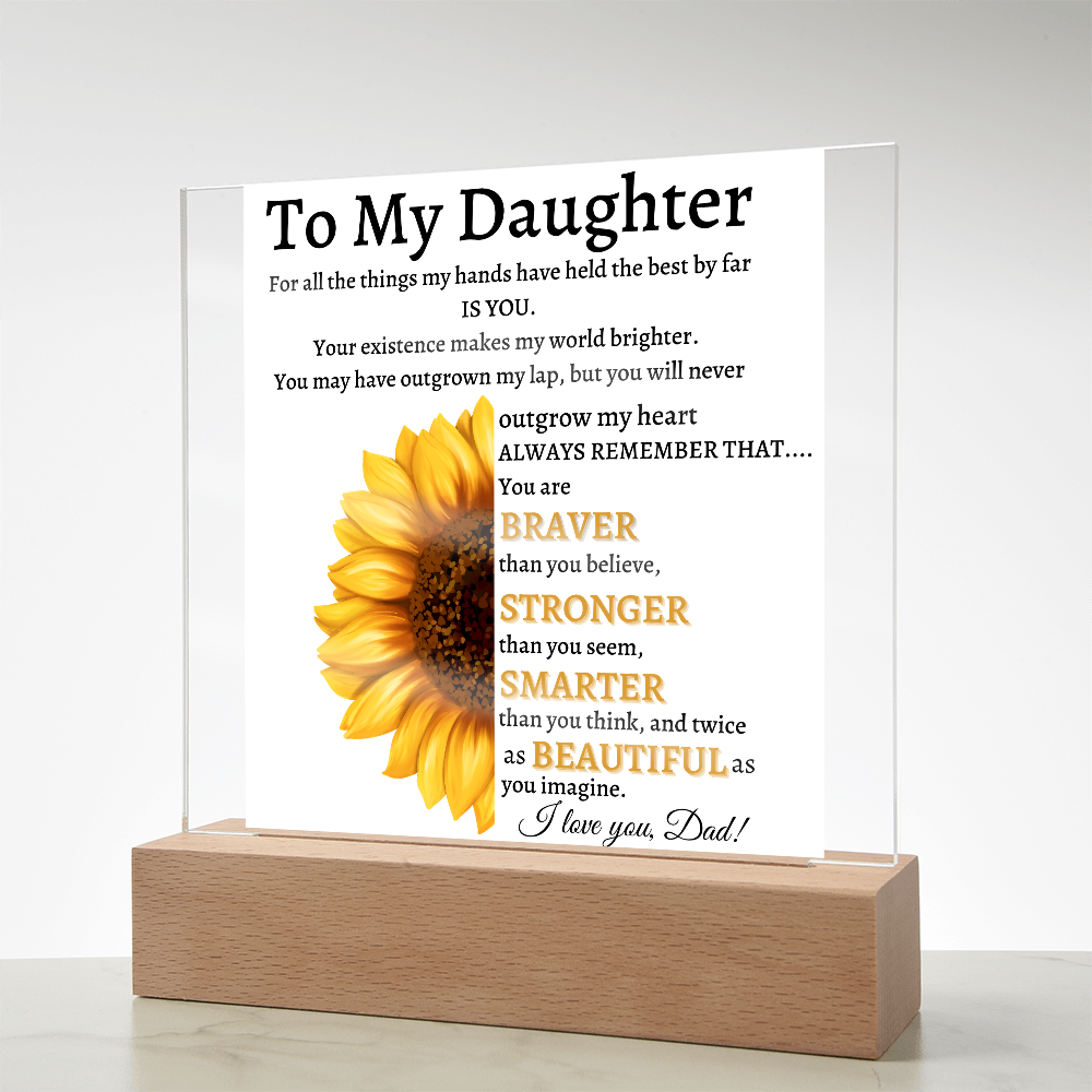 Personalized Sunflower Night Light for Daughter | Gift from Dad | Personalized Acrylic LED Gift