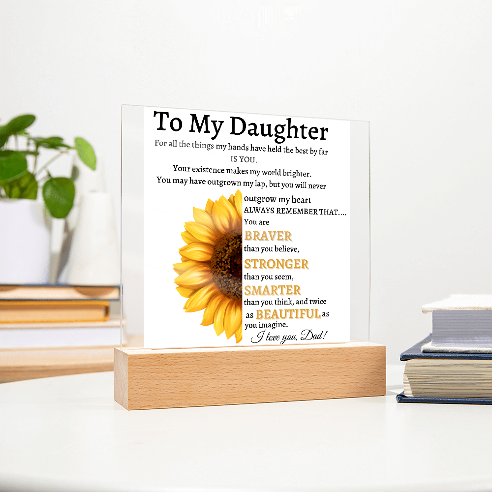 Personalized Sunflower Night Light for Daughter | Gift from Dad | Personalized Acrylic LED Gift