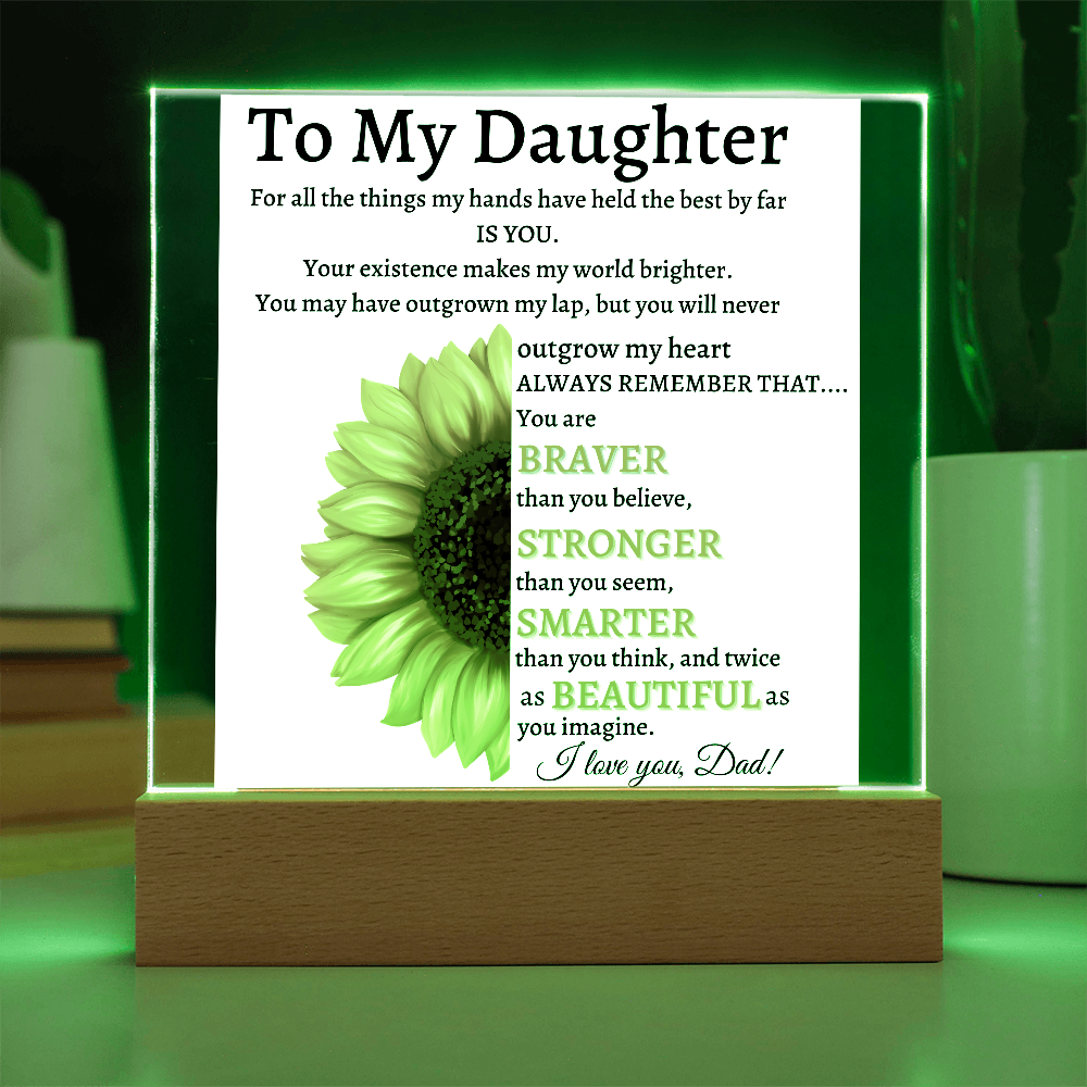 Personalized Sunflower Night Light for Daughter | Gift from Dad | Personalized Acrylic LED Gift