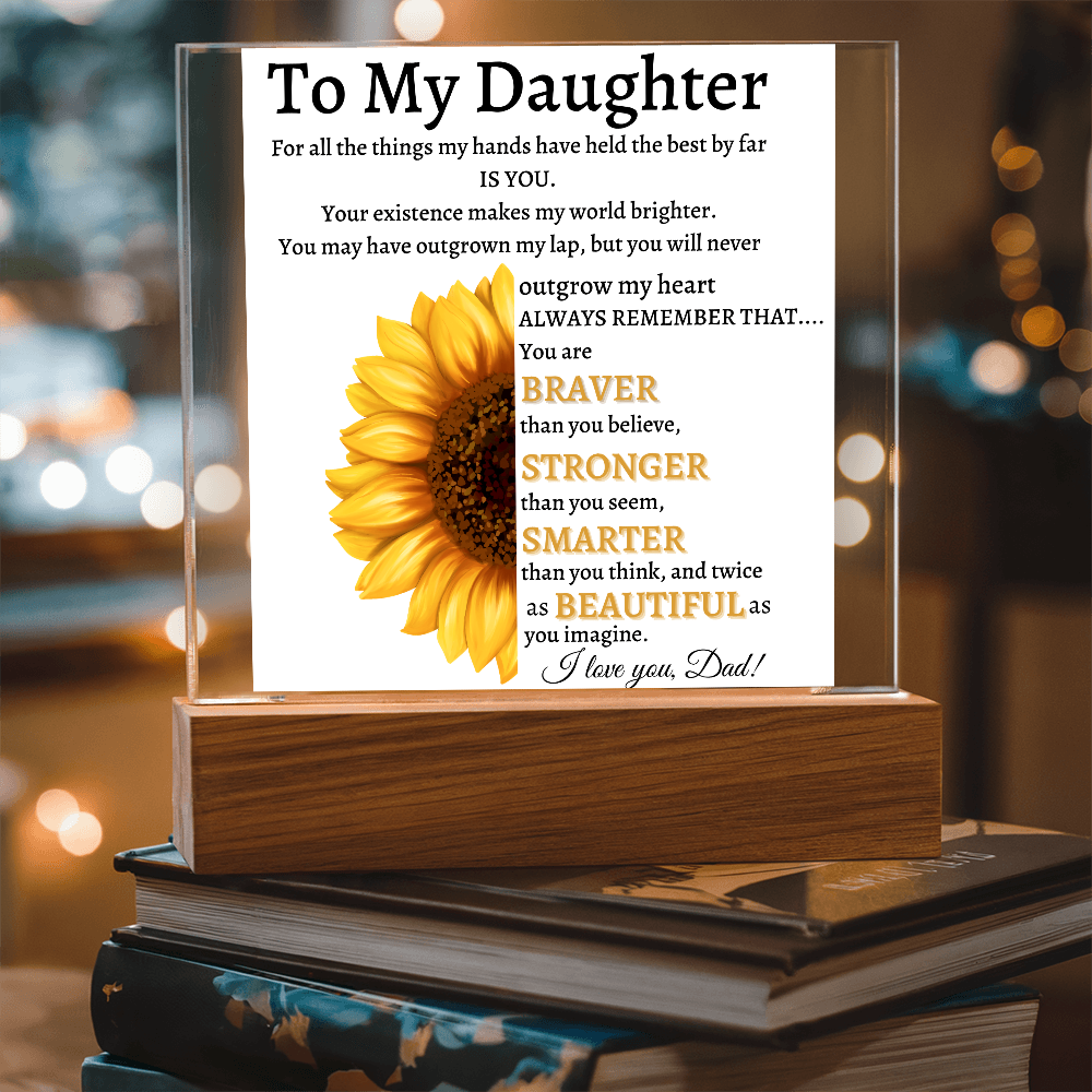 Personalized Sunflower Night Light for Daughter | Gift from Dad | Personalized Acrylic LED Gift