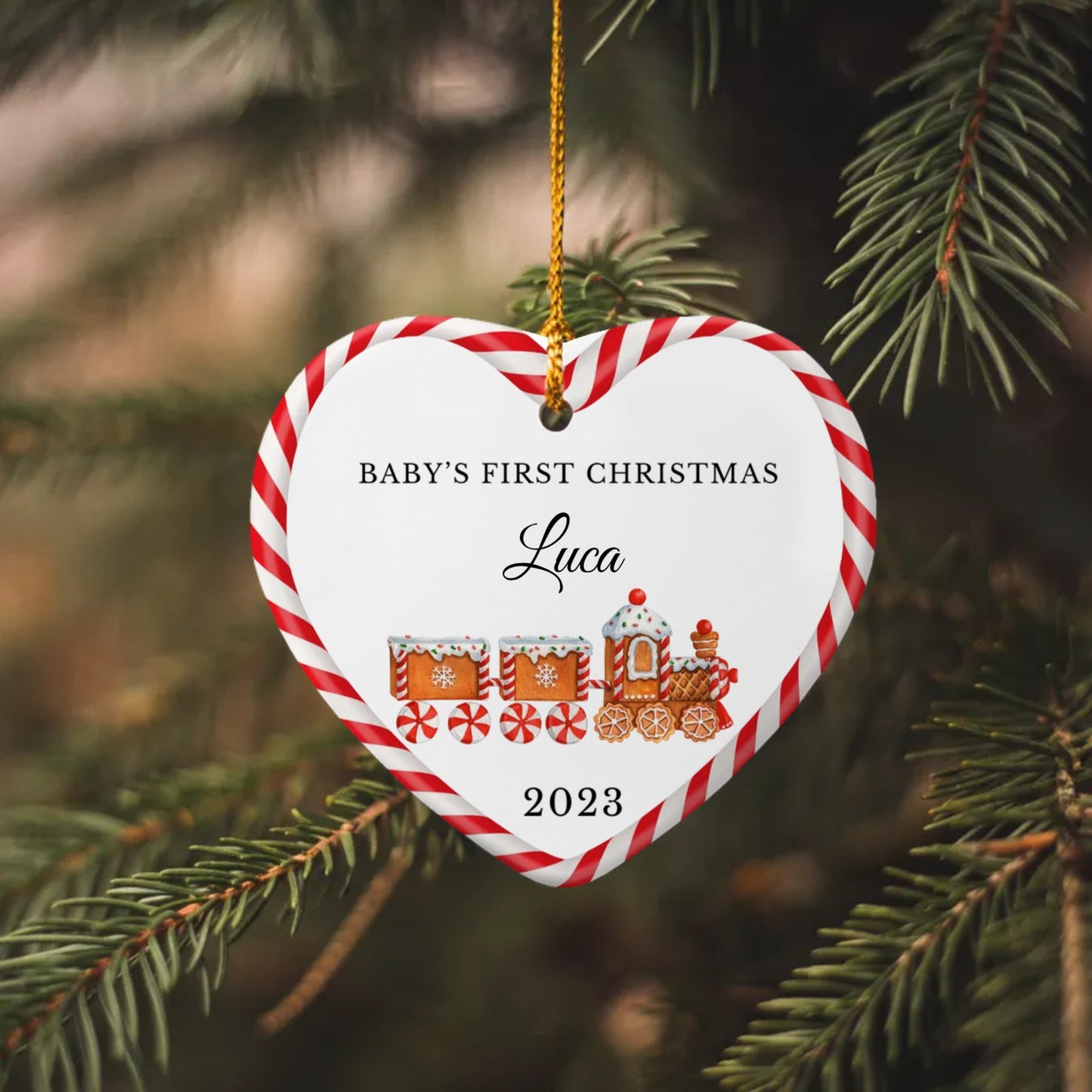 Personalized First Christmas Heart Ornament