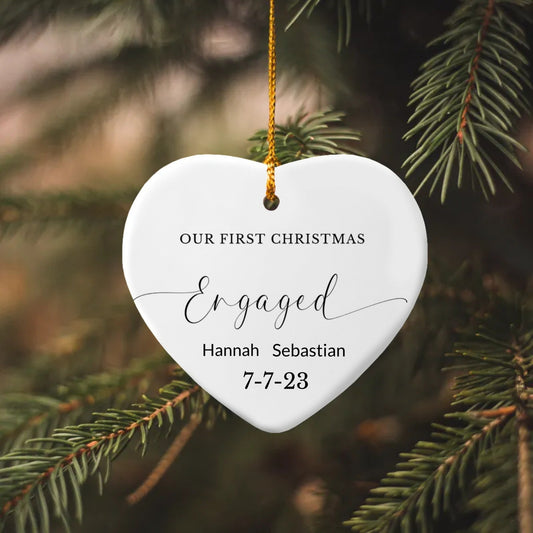 First Christmas Engaged Heart Ornament